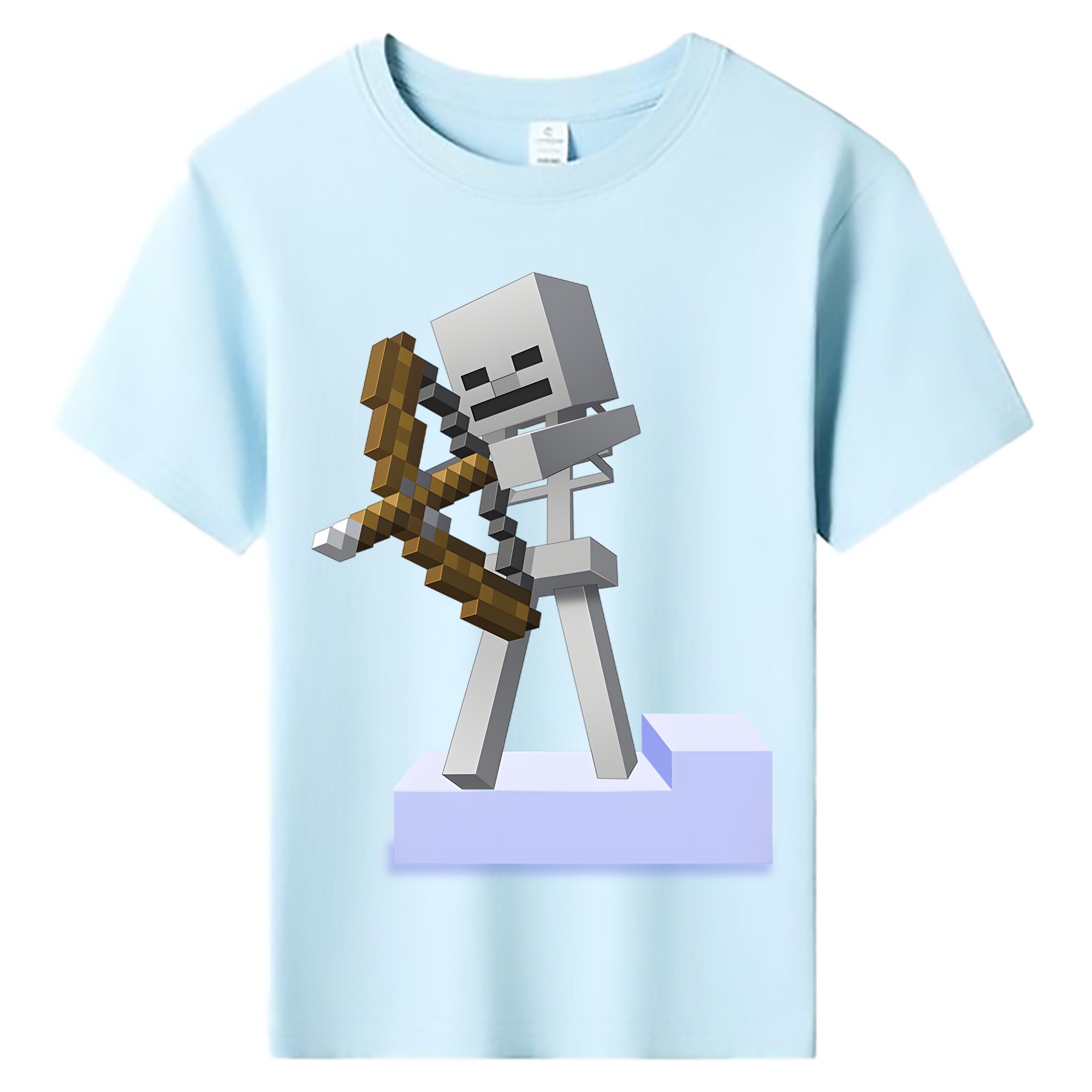 （画像用） マインクラフト ブロックの世界 Minecraft MC Block world 綿100％キッズTシャツ（フロントプリント）